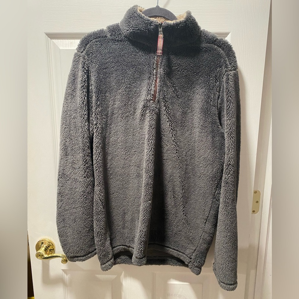 Mens Gray Sherpa quarter zip
